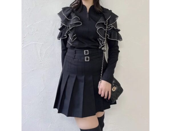 荷葉邊拼接冷線長袖衫 - Image 2